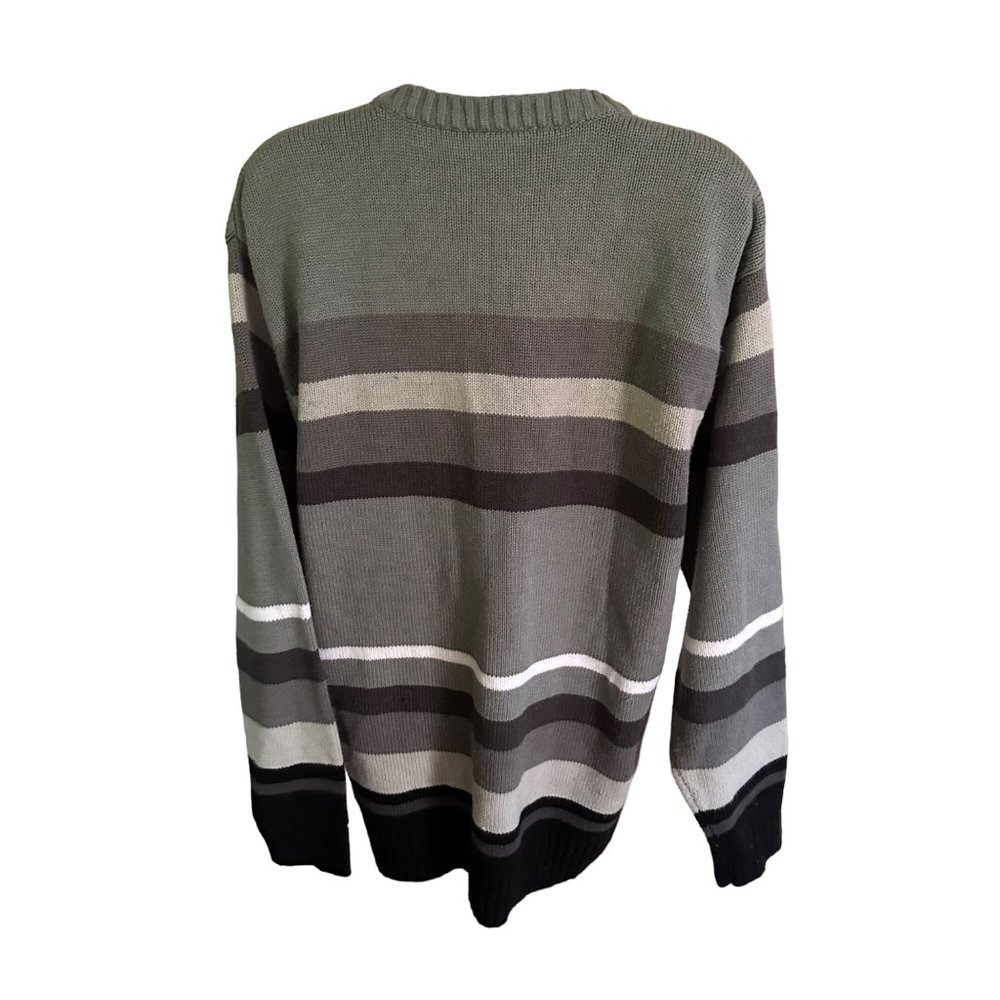 Southpole Authentic Collection gray striped sweater size M - Picture 2 of 8